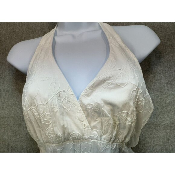Bisou Bisou Womens Embroidered Halter Wrap Dress Size 4 White  Floral Pattern - Picture 7 of 14